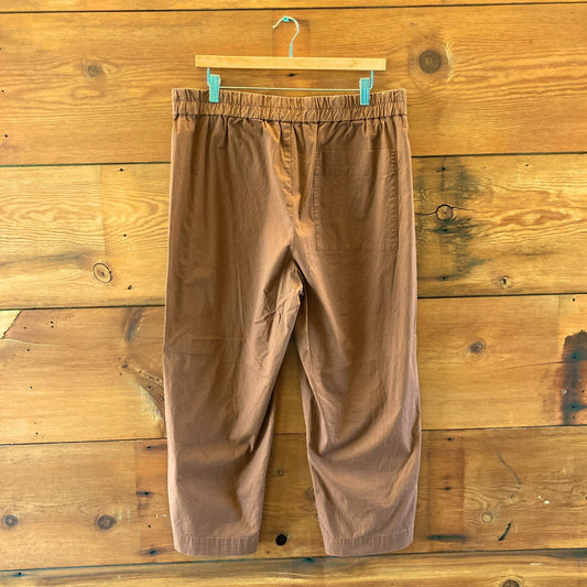 Eileen Fisher Brown Wide Leg Pull-On Organic Cotton Pants - Size L - 1228KM