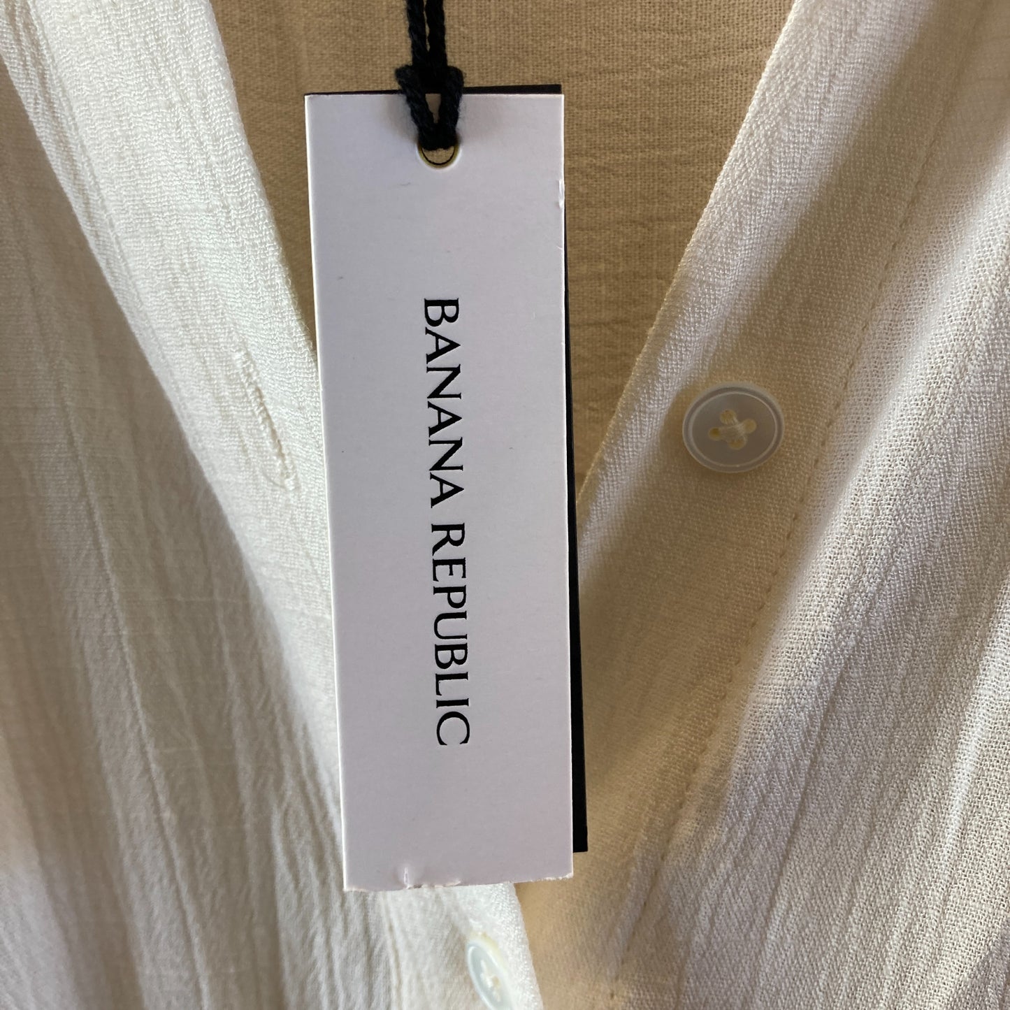 Banana Republic White Cinched Waist Long Sleeve NEW Gauze Dress - 0415AU