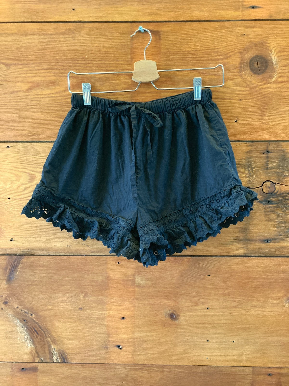 Christy Dawn Black Cassia Pearl Eyelet Lace-Trim Shorts - Size S - 0312IG