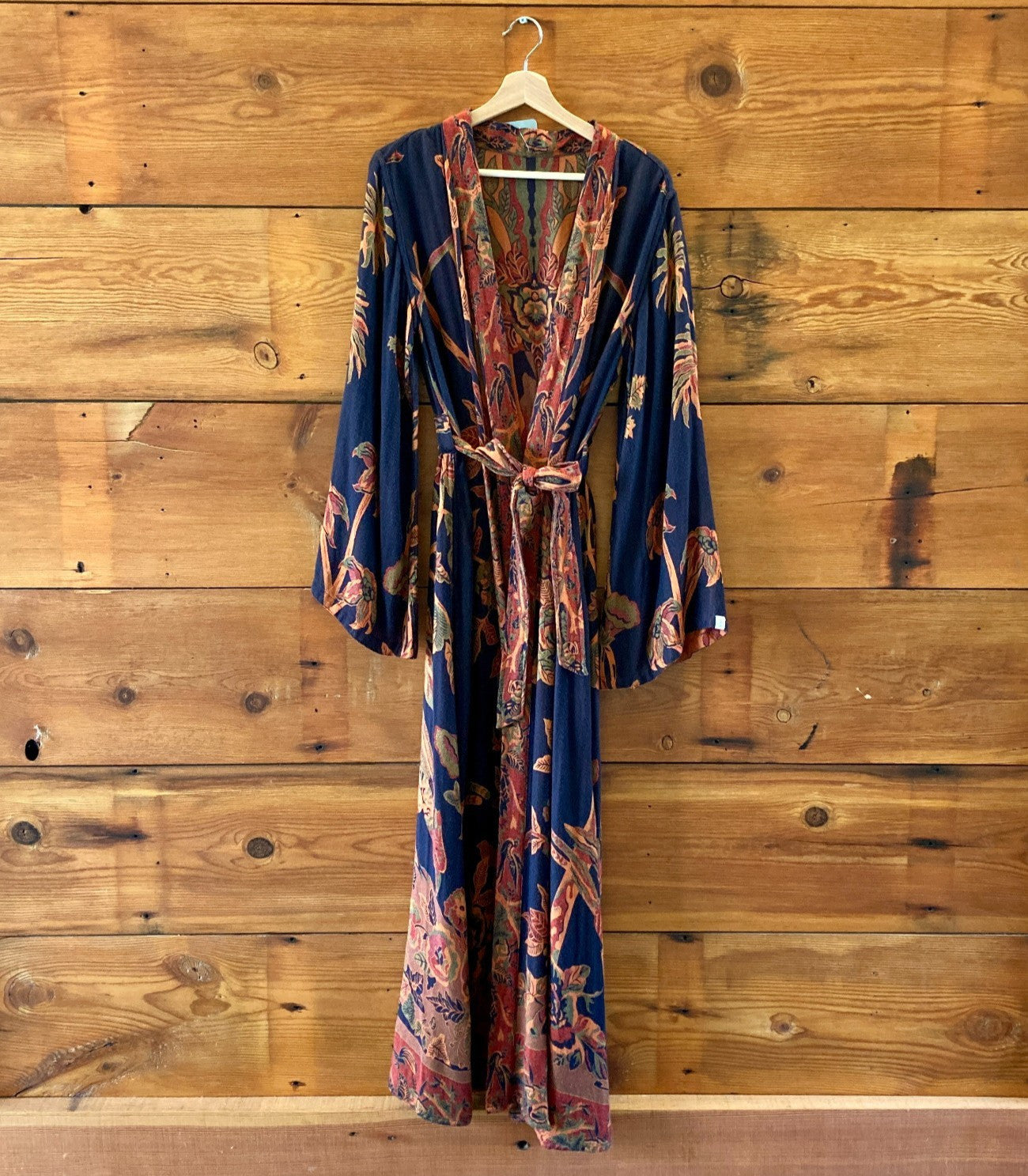 Brahmaki Black September Sky EcoVero Maxi Kaftan Robe - Size 2 / S - 0605DK