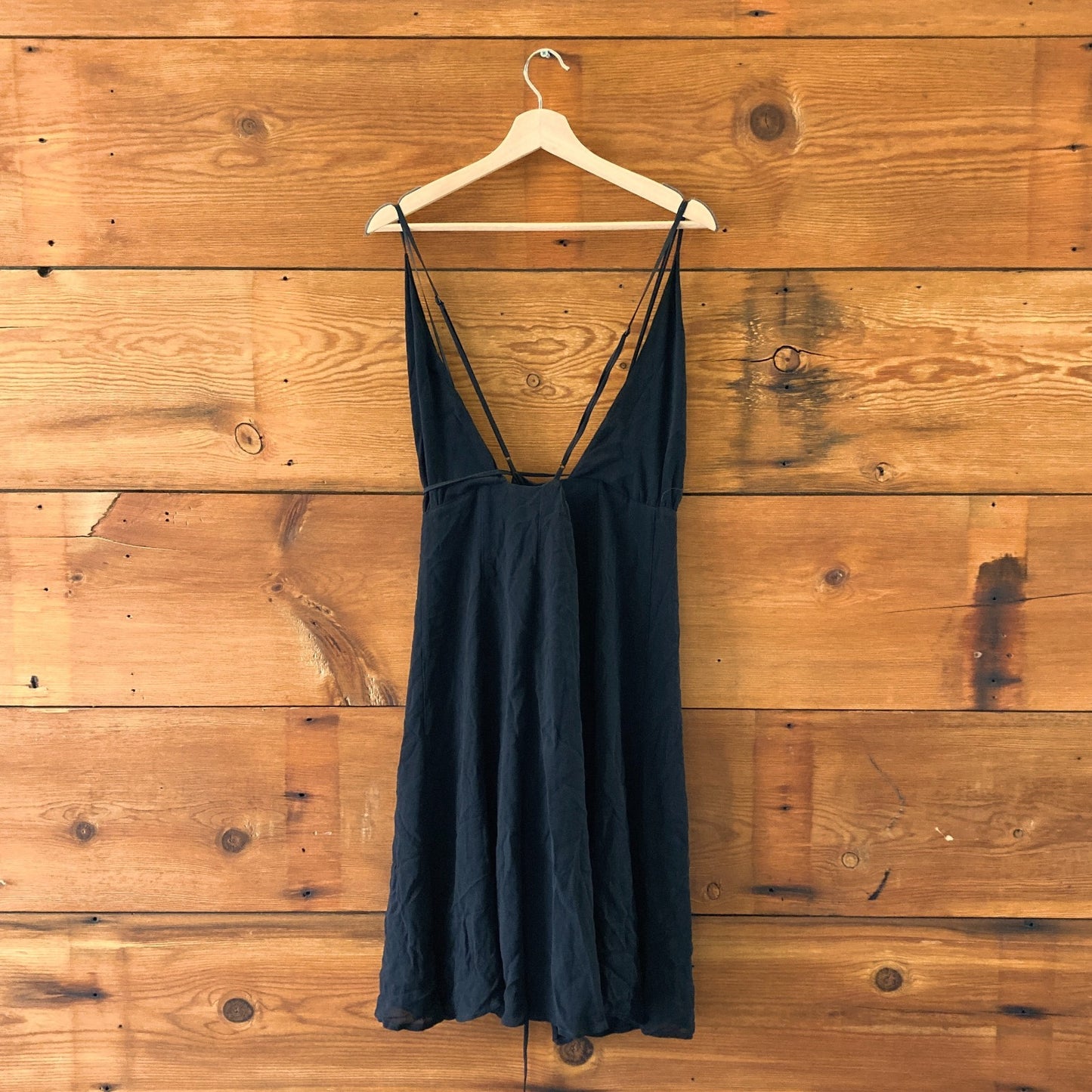 Reformation Black Plunging Neckline Strappy Wrap Mini Dress - Size XS - 0901SC