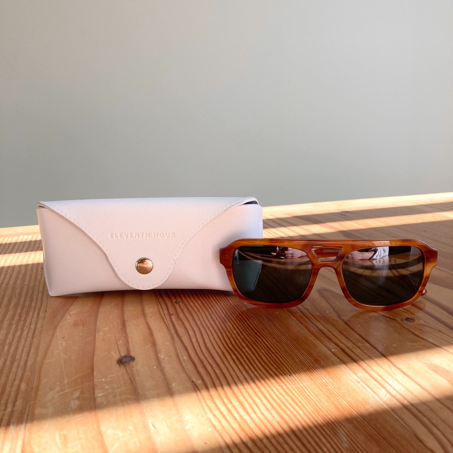 Eleventh Hour Brown Late Checkout Aviator Sunglasses w/ Case 0619SM
