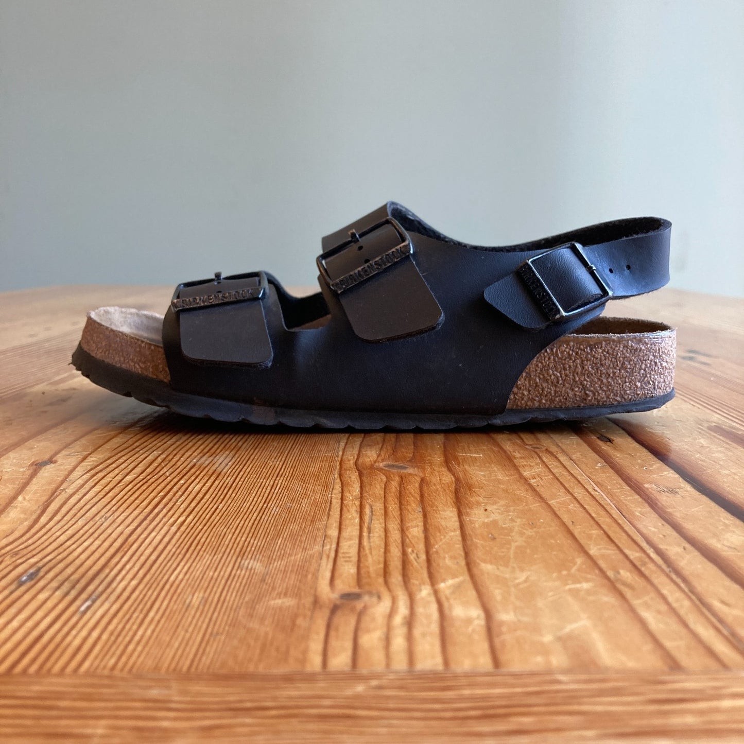 Birkenstock Black Leather Milano Two Strap Slingback Sandals - Sz 37 / 7- 1201AS