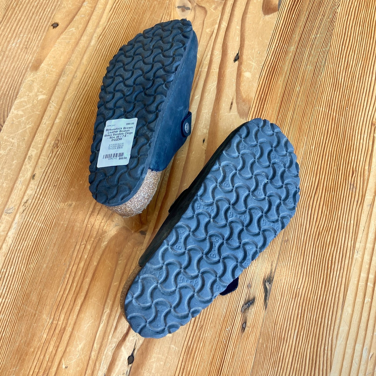 Birkenstock Brown Leather Boston Slides Sandals Clogs - Size 38 / 7.5 - 0122DM