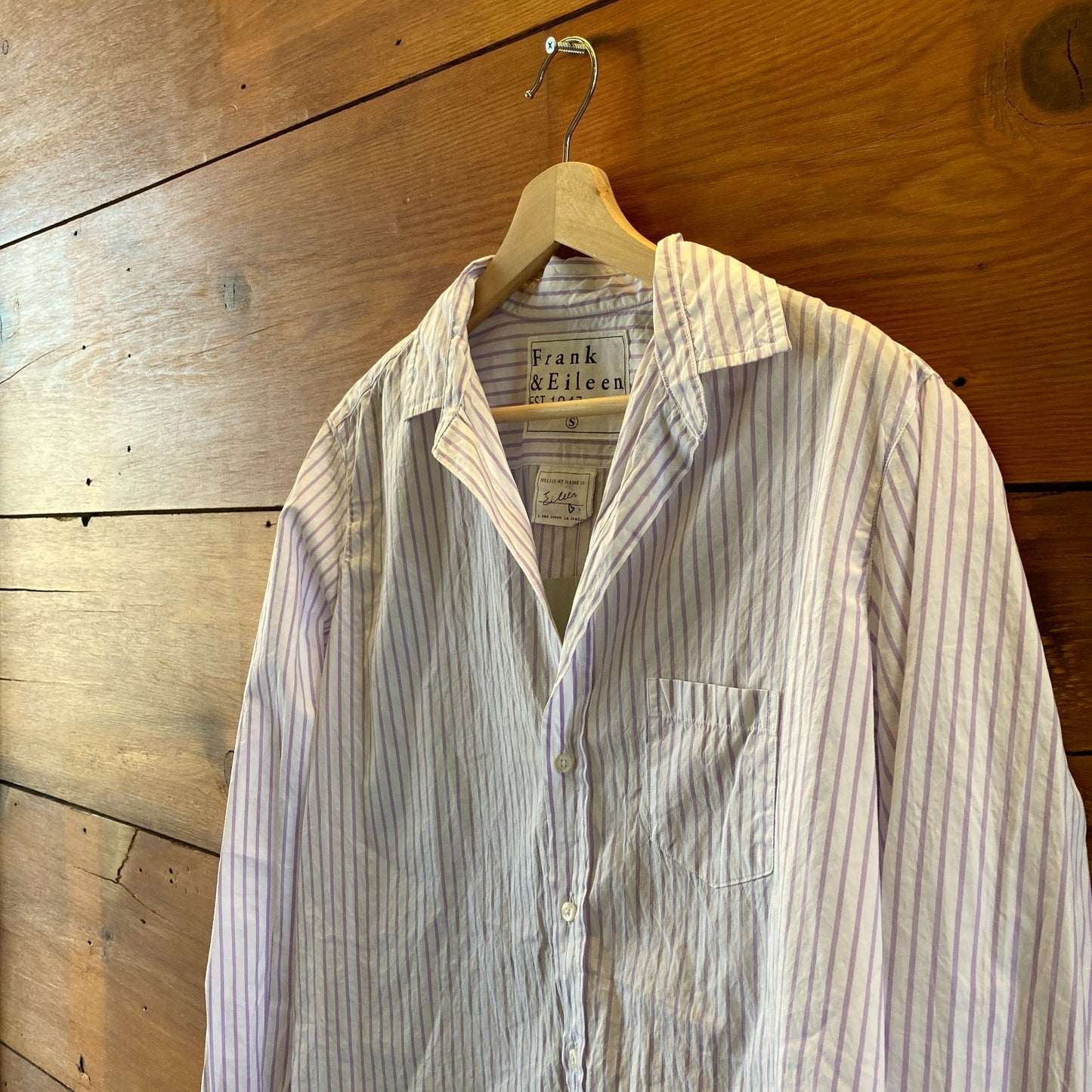 Frank & Eileen Purple White Stripe Long Sleeve Button Up Shirt - Size S - 0710SD