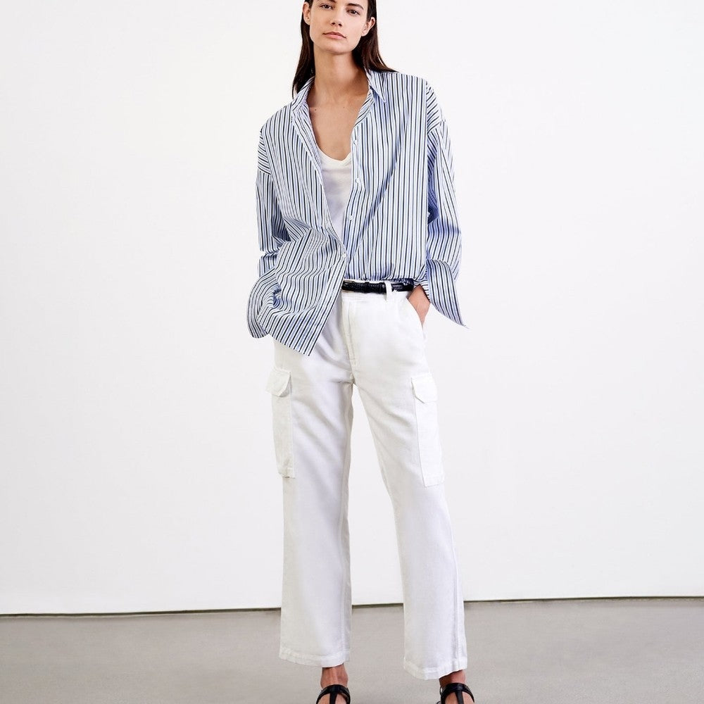 Nili Lotan $450 White Yannic Cargo Cotton Linen Pants - Size 8 - NEW - 4427SC