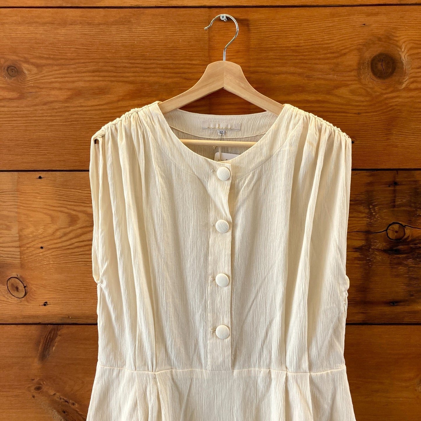 Archerie $295 Cream Cotton Crepe Angelique Dress - Size 12 - NEW - 0416JW