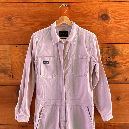 S - Wildfang Soft Pink Long Sleeve Essential Coverall Womens Jumpsuit 0313AH