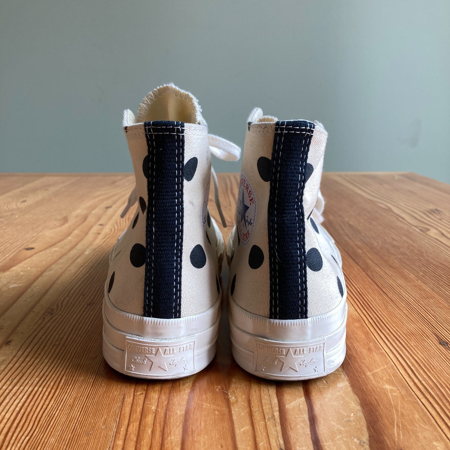 Converse X Play Comme Des Garcons Cream Dot High Heart Shoes - Size 8 - 0709EH