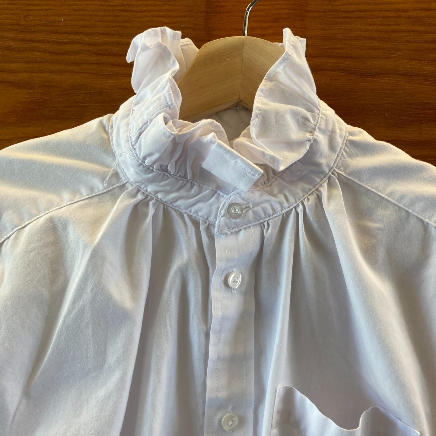 KMJ Kate McHale Jensen White Long Sleeve Ruffled Button Shirt - Size M - 4427SC