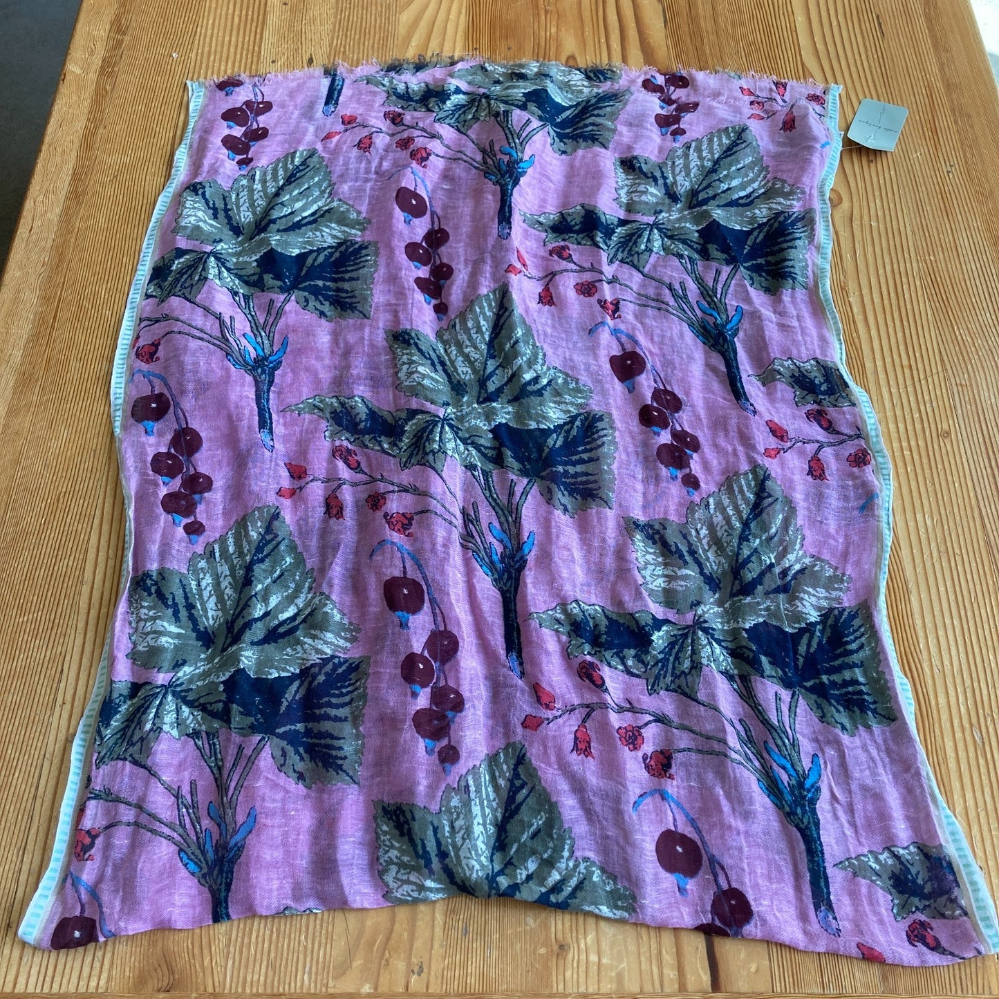 Epice Paris Pink Gray Floral Stole Linen Cotton Scarf - 4427SC