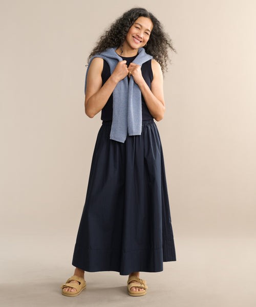 Jenni Kayne $395 Navy Elastic Waist Maxi Length Lauren Skirt - Size M - 0924GC