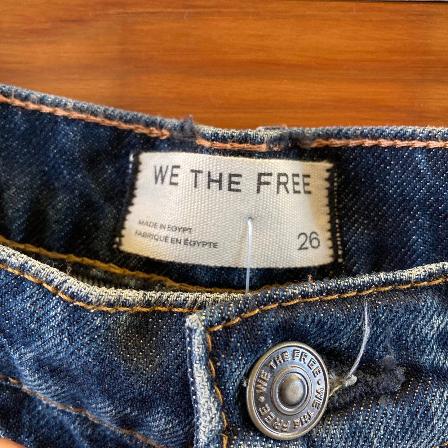 We the Free People Dark Wash Barrel Leg Button Fly Jeans - Size 26 NEW - 0718MS