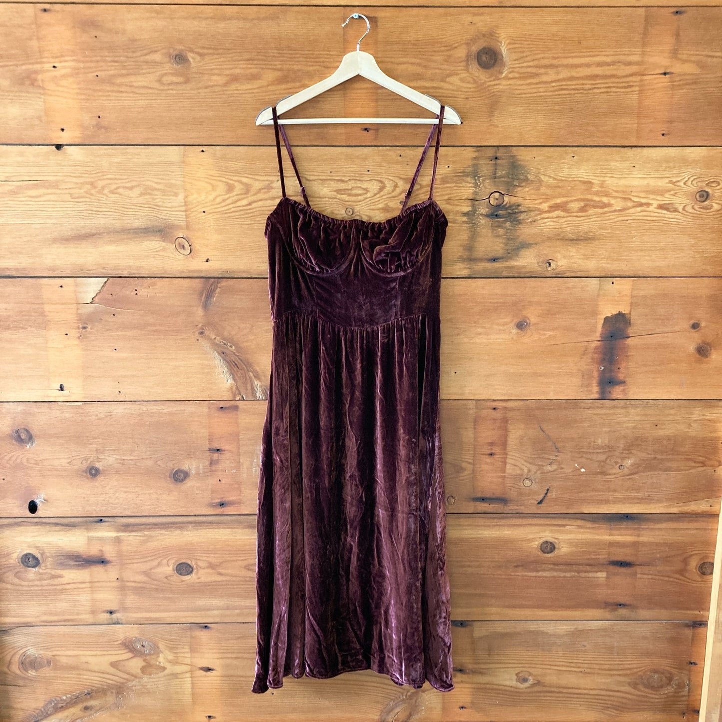 12 - Reformation Prune NEW Underwire Smocked Inessa Velvet Dress 0306CH