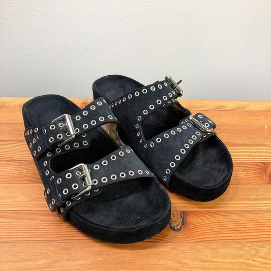 Isabel Marant Black Studded Buckle Strap Sandals - Size 39 / 9 - 0129LH