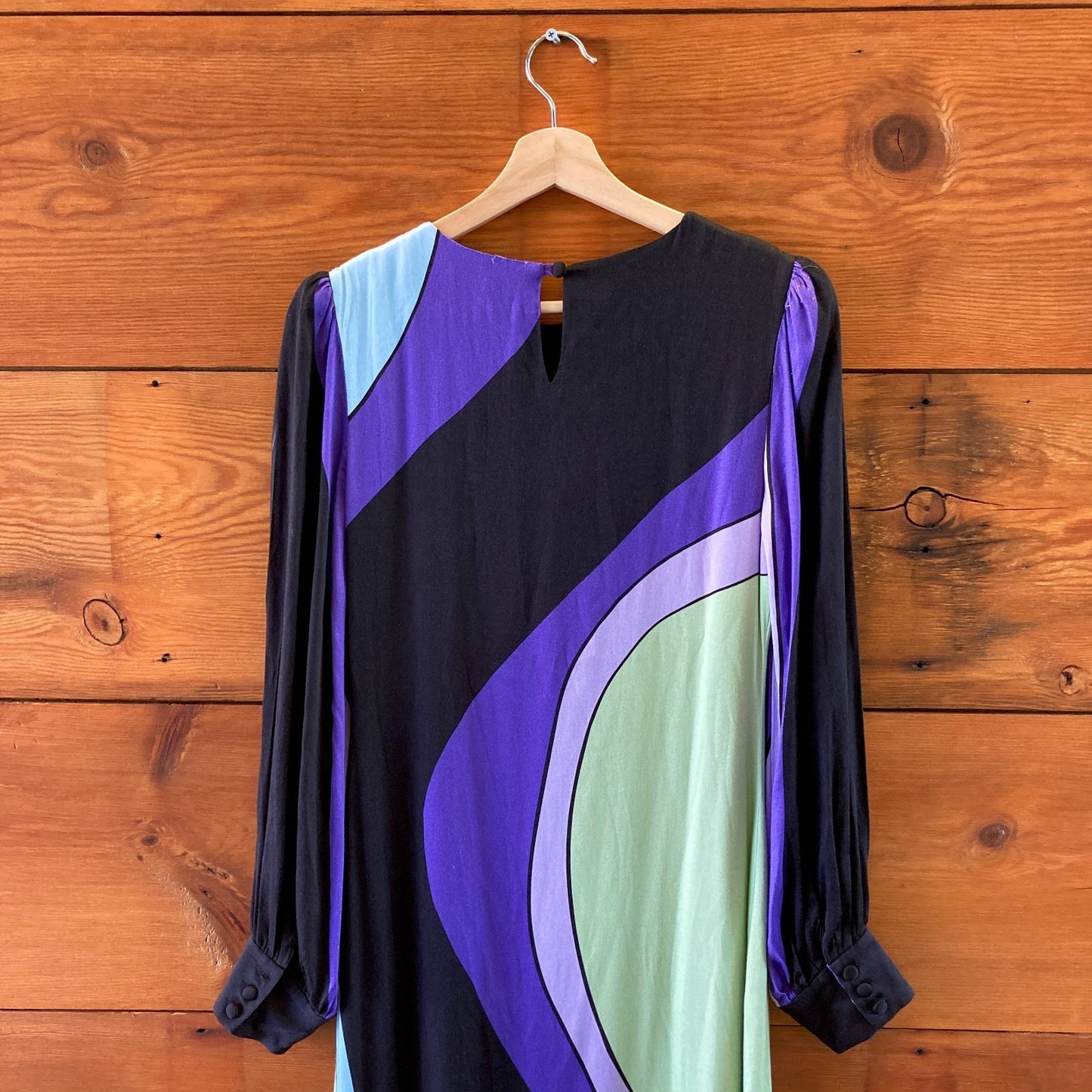 Olivia Rubin Black Purple Striped Long Sleeve Maxi Dress - Size 4 - 0415AB