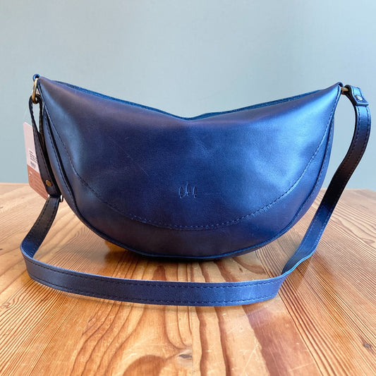 Portland Leather Co Dark Blue Half Circle Long Strap Shoulder Bag Purse 0206MH
