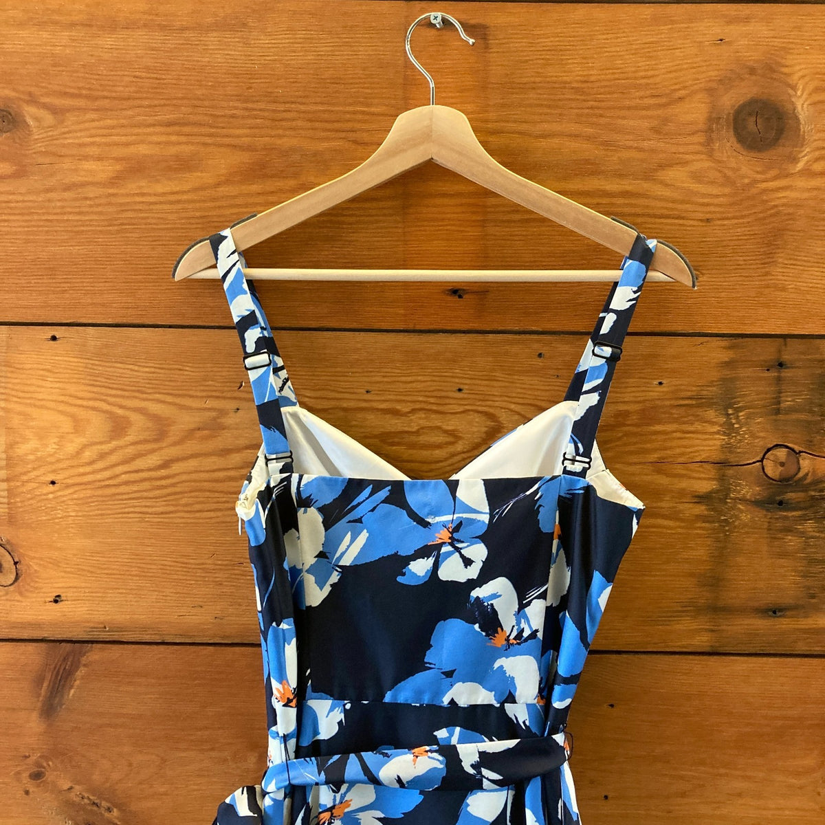 Milly Blue Floral Fit & Flare Sweetheart Neckline Dress - Size 10 - 1029SB