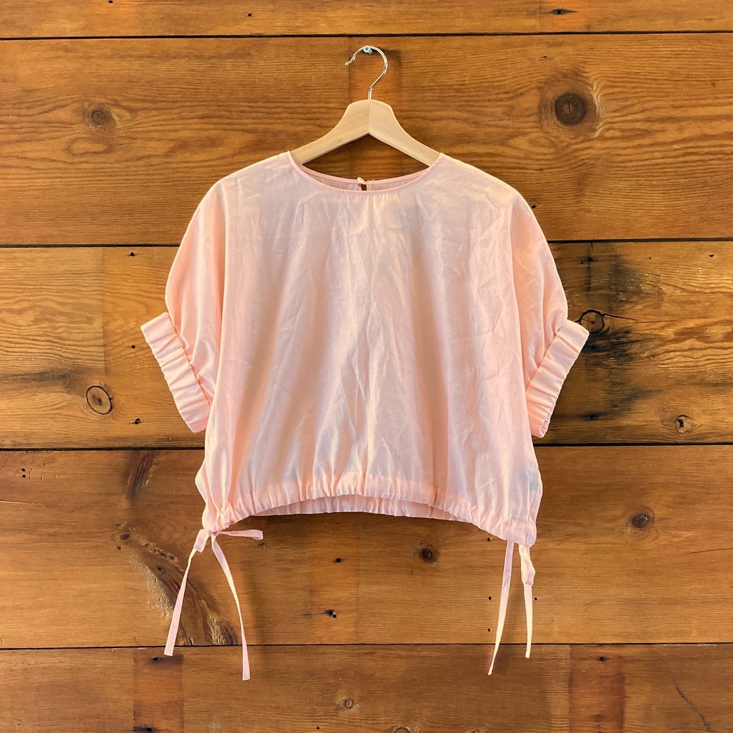 Nicholson Nicholson.Pink Short Sleeve Silk Lemon Silk Top - Size 38 / L - 1105AR