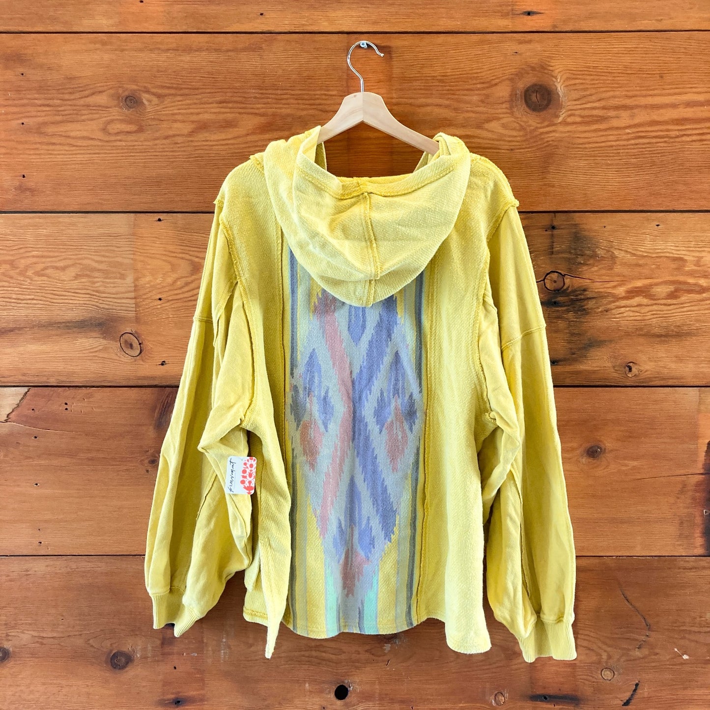 M - FP Movement $128 Free People Yellow Hooded Pullover Sweater NEW 1122CT