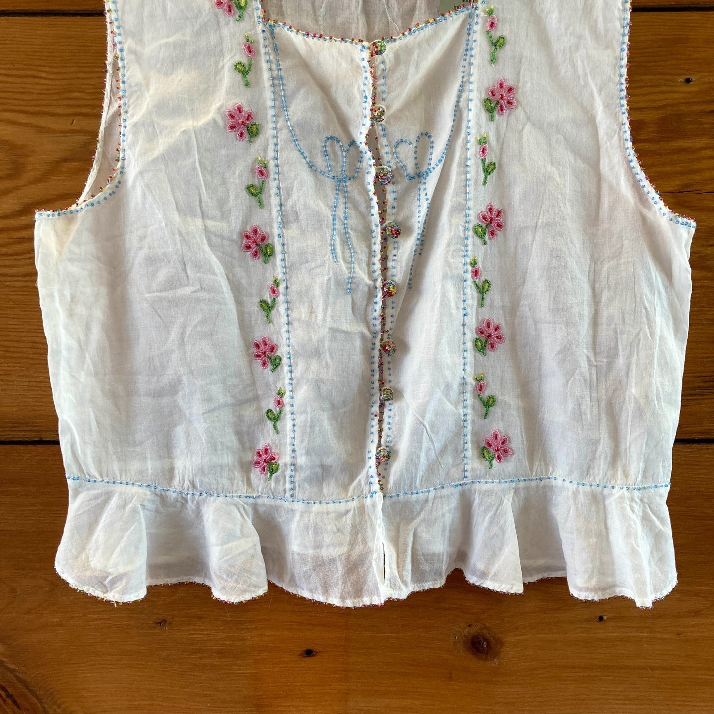 Doen Heirloom White Odelia Delicate Beaded Sleeveless Top  - Size M - 1011SC