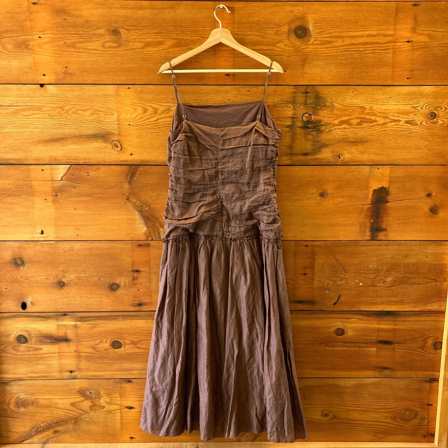La Maise x Anthropologie NEW Brown Gathered Drop Waist Dress - Size XL - 0610MB
