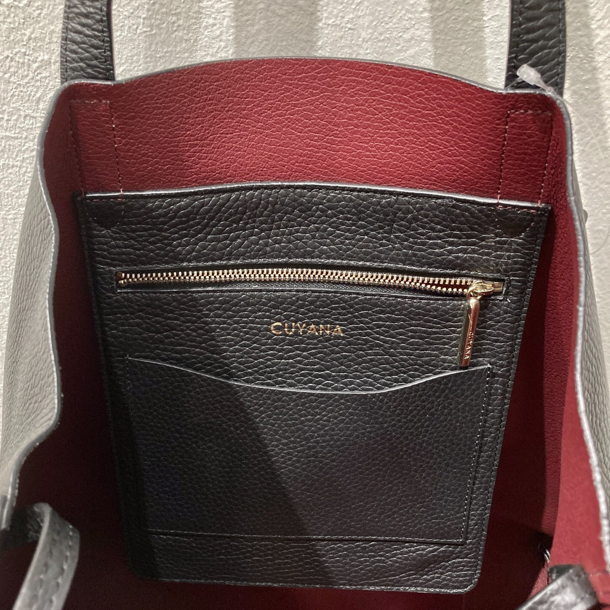 Cuyana $1958 Black Pebbled Leather Large Classic Structured Tote Purse - 0916KJ