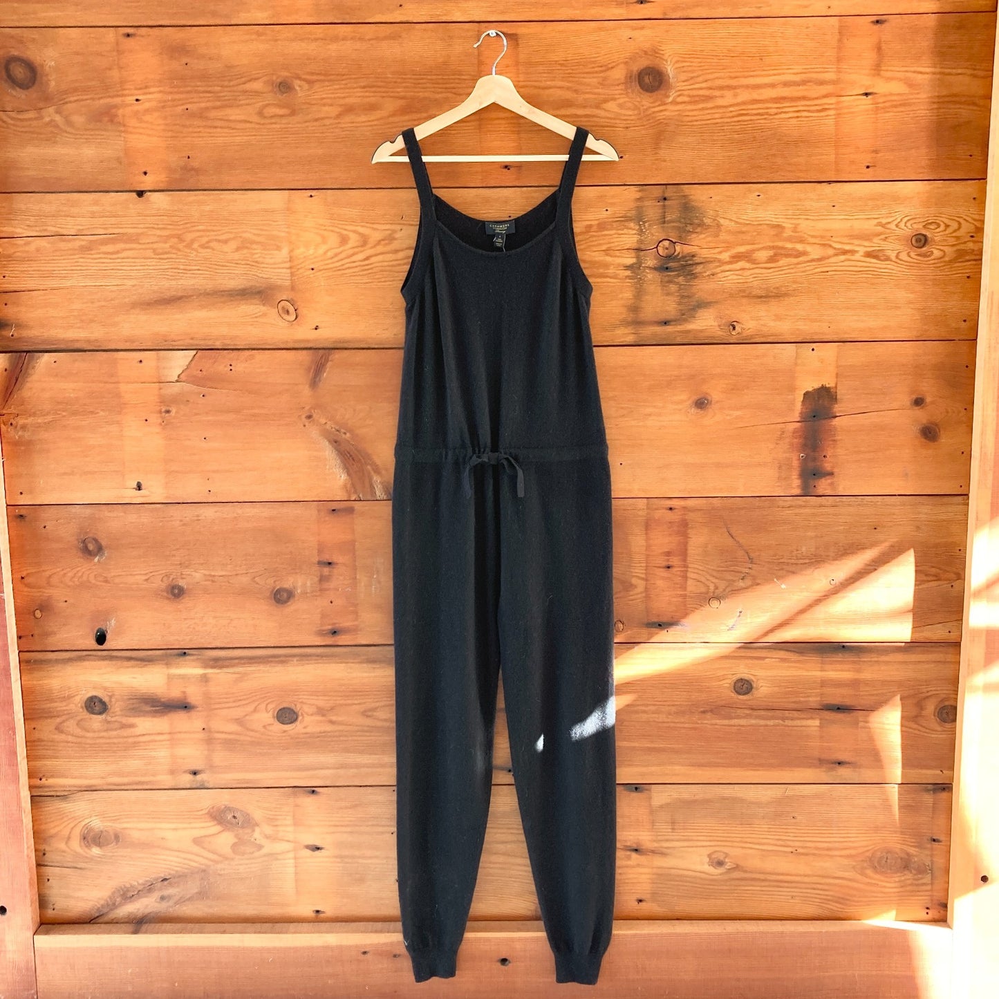 S - Charter Club Luxury Black Sleeveless Cashmere Jogger Jumpsuit 1214CM