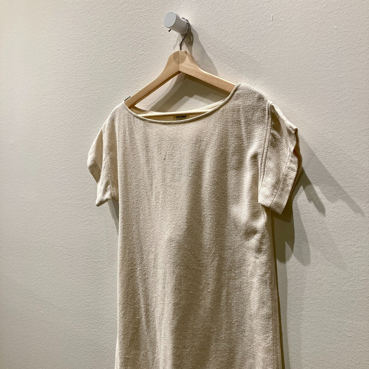 Ozma of California White Textured Raw Silk Short Sleeve Dress - Size XS - 0312IG