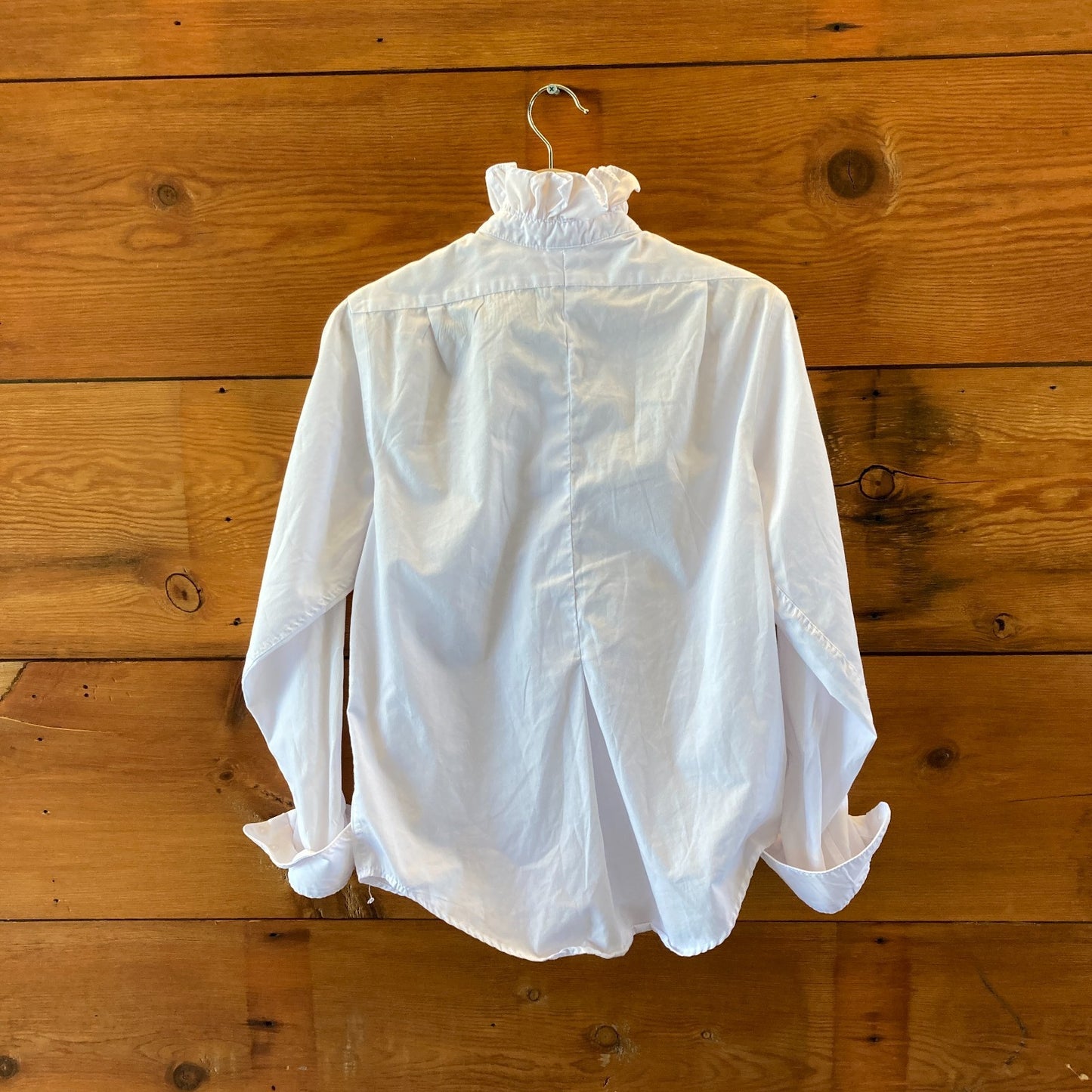 KMJ Kate McHale Jensen White Long Sleeve Ruffled Button Shirt - Size M - 4427SC