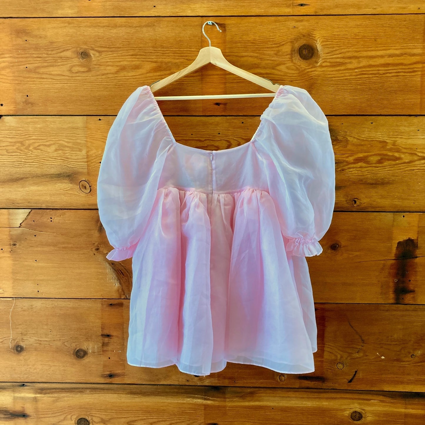 Selkie Light Pink Organza Sheer Pink Voluminous Dress - Size S - 0419JP