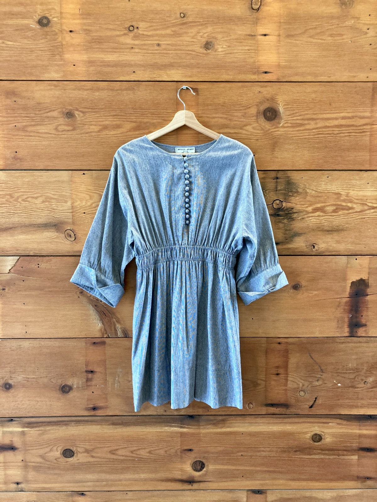 Apiece Apart Gray Cinched Waist 100% Cotton Dress - Size 6 - 0914SM