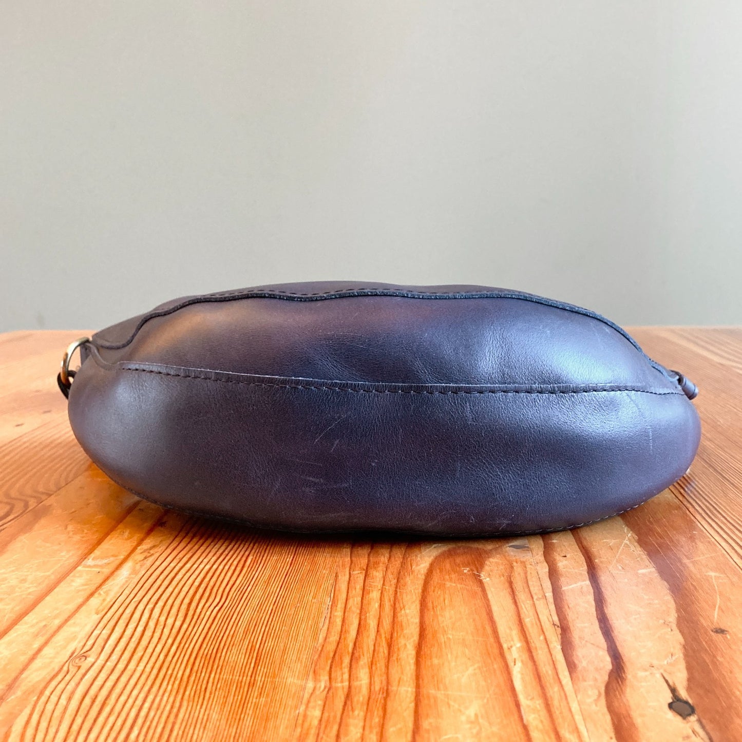 Portland Leather Co Dark Blue Half Circle Long Strap Shoulder Bag Purse 0206MH