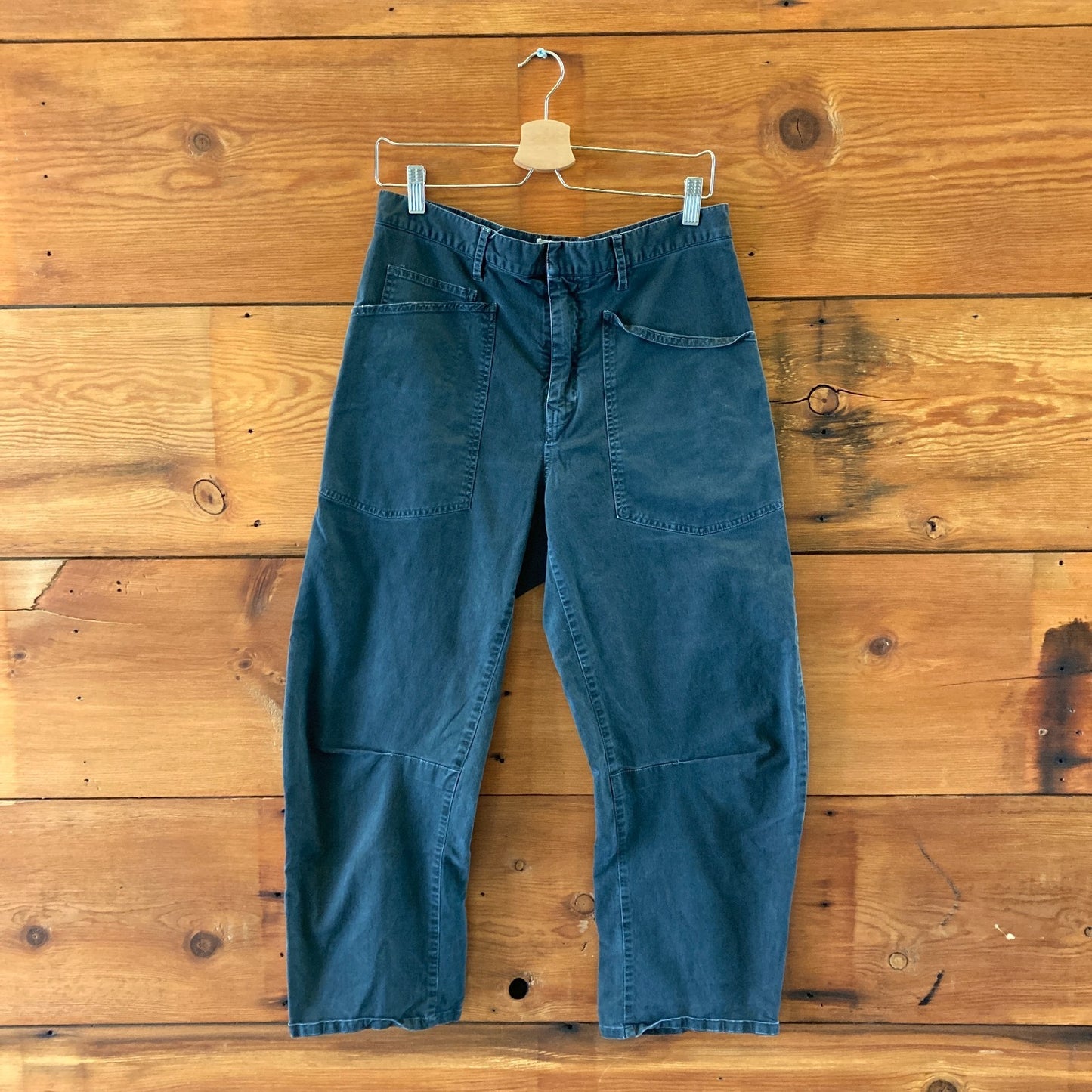 Nili Lotan Washed Black Shon Cotton Twill Barrel-leg Pants - Size 6 - 0721DK