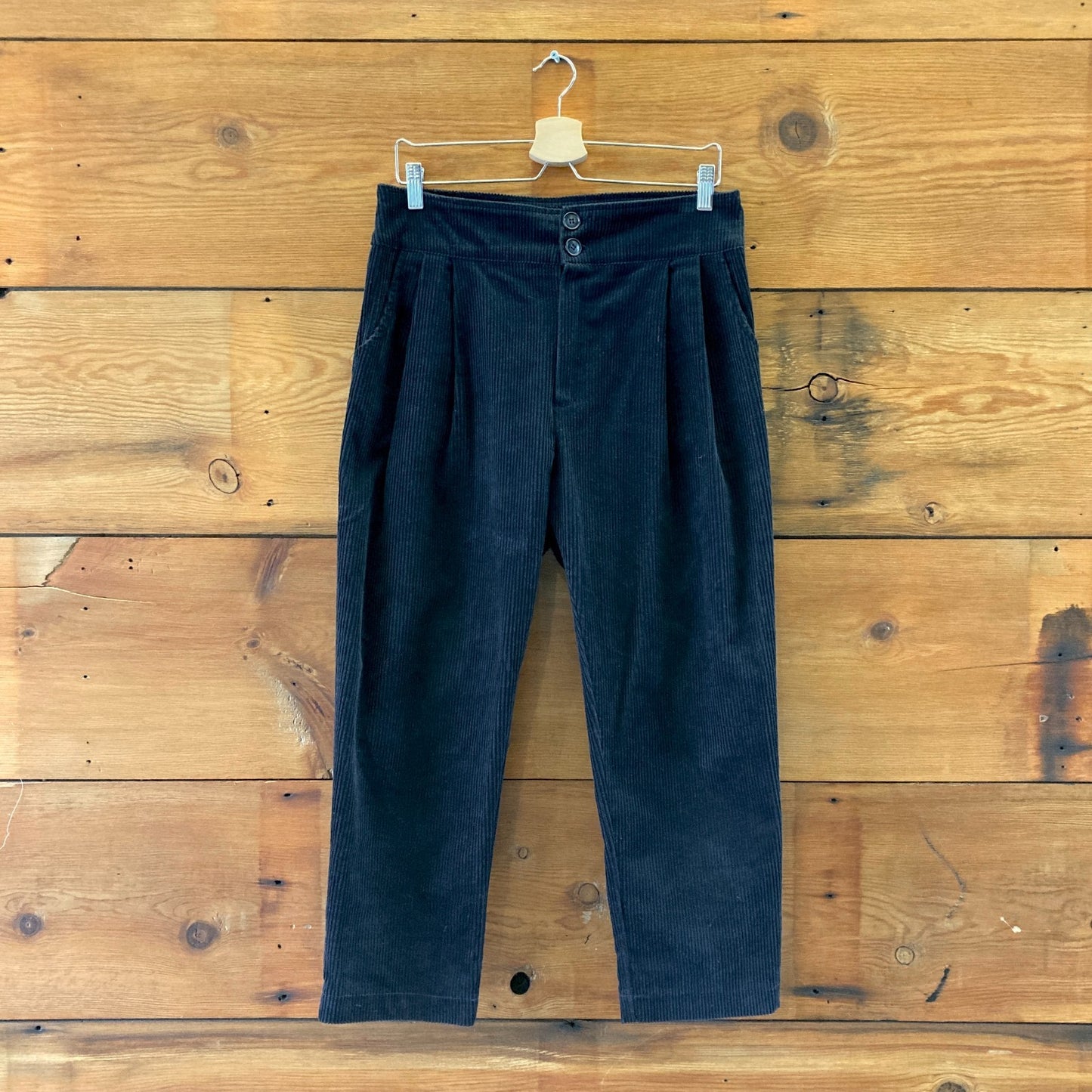Allison Wonderland Black Corduroy Relaxed Fit Pants - Size 8 - 0929LL