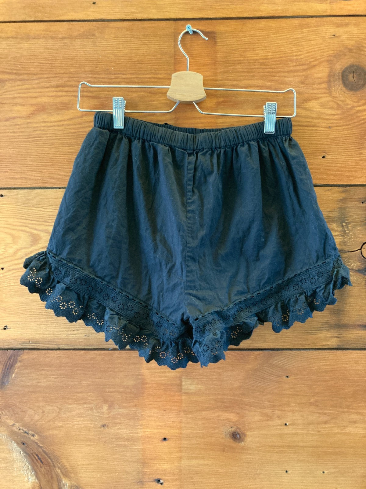 Christy Dawn Black Cassia Pearl Eyelet Lace-Trim Shorts - Size S - 0312IG