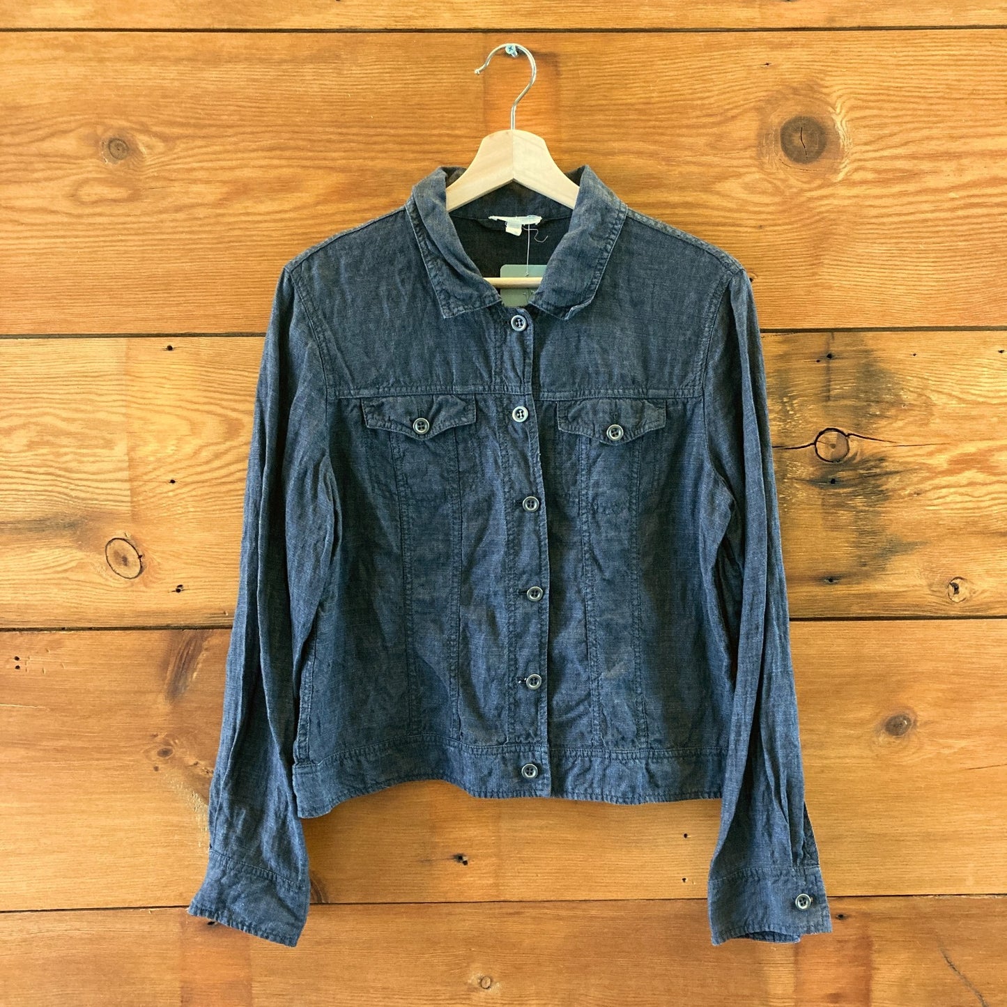 Eileen Fisher Indigo 100% Linen Button Front Jacket - Size M - 0721DK