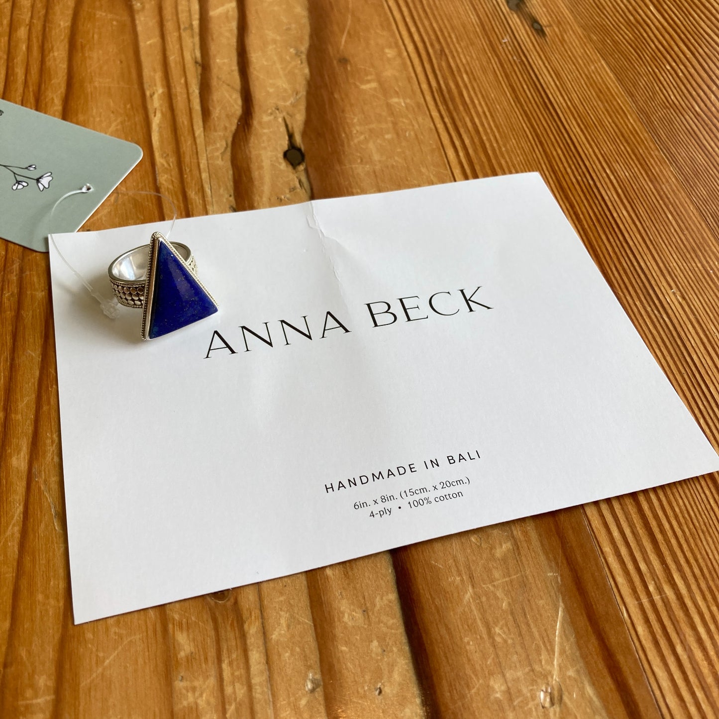 Anna Beck Sterling Blue Stone Triangle Cocktail Ring - Size 7 - NEW - 0716MD