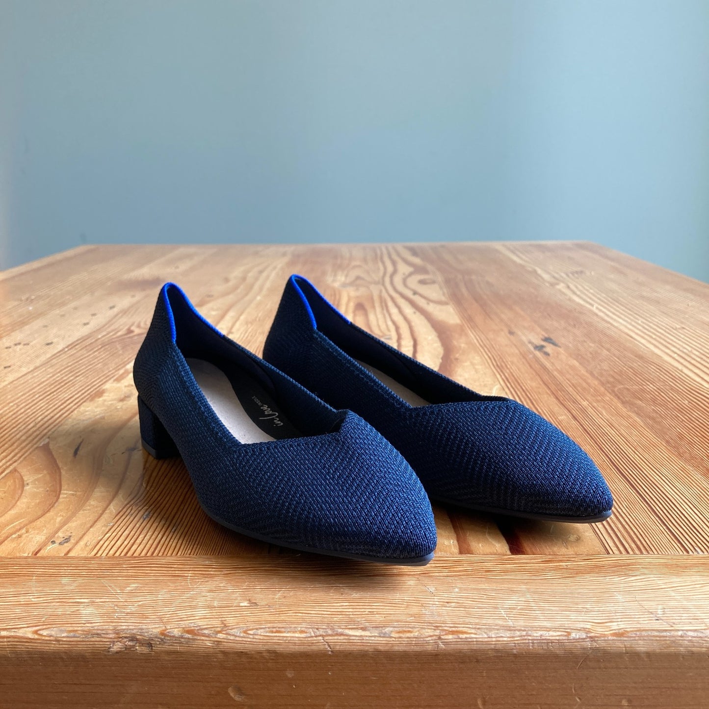 Rothy's Blue Knit The High Point Pointed Toe Heels Shoes - Sz 7 - NEW - 0201EB