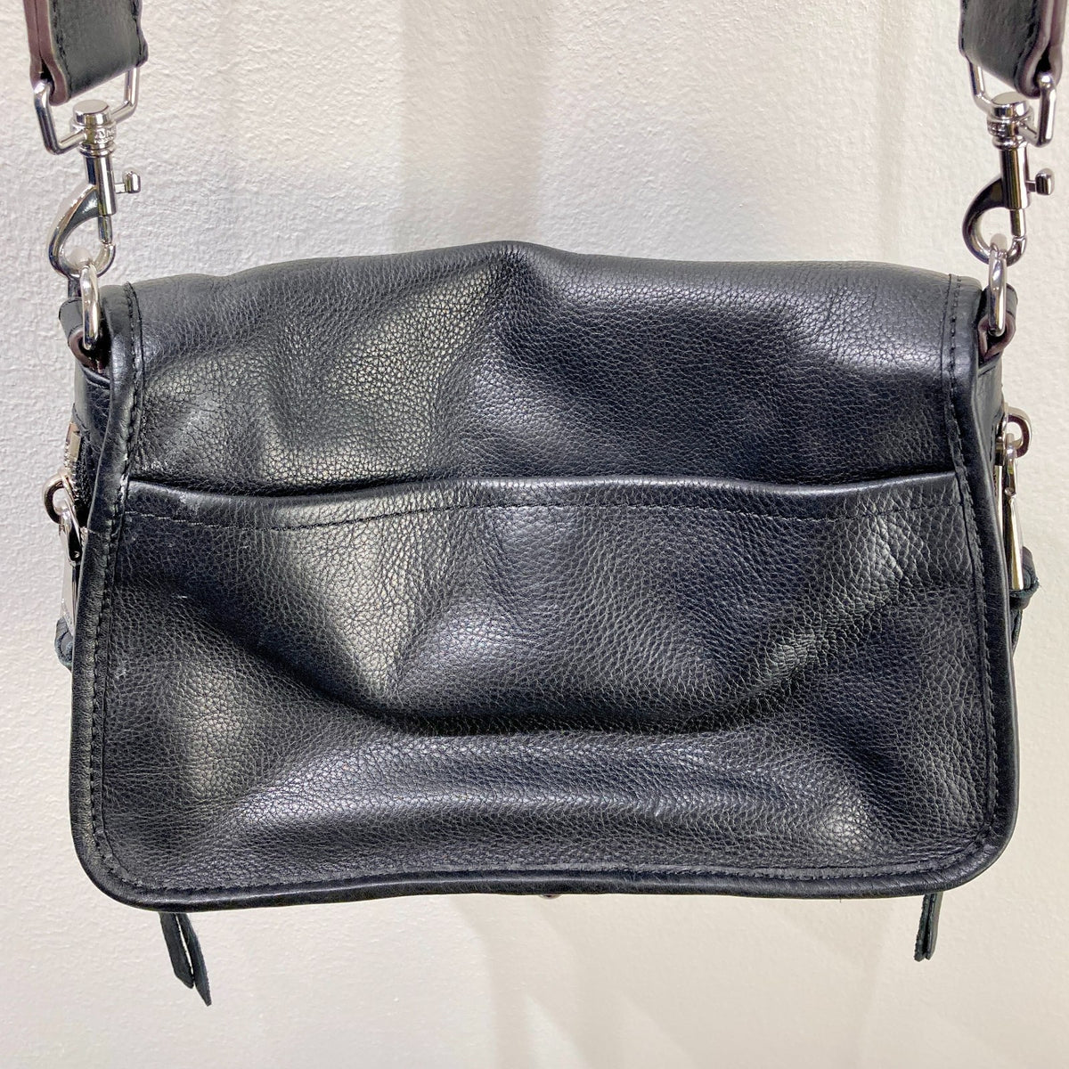 Aimee Kestenberg Black Soft Leather Silver Studded Crossbody Purse - 0217RC