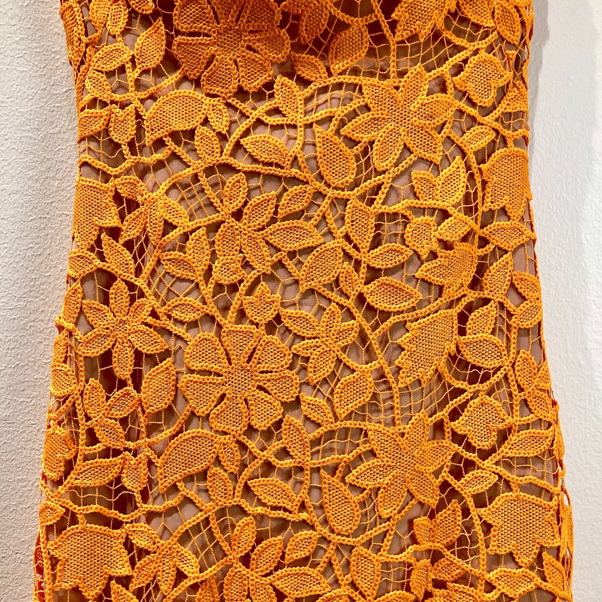 Lela Rose Tangerine Floral Guipure NEW Lace Halter Dress - Size 0 / XS - 0608BM