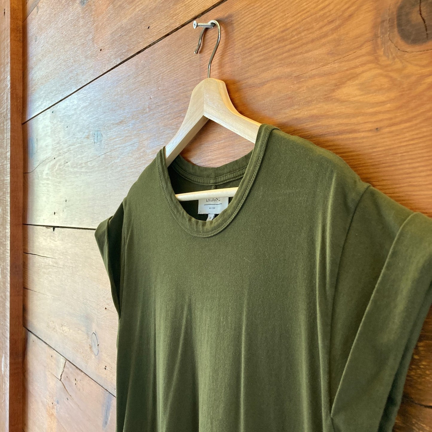 La Ligne Olive Green Short Sleeve Full Length T Shirt Maxi Dress - Sz M - 0131AG