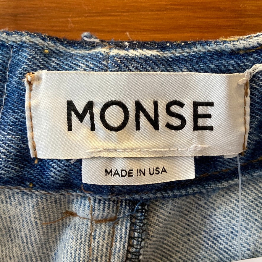 Monse $800+ Distressed Denim Patchwork Straight Leg Jeans - Size 6 - 1011SC
