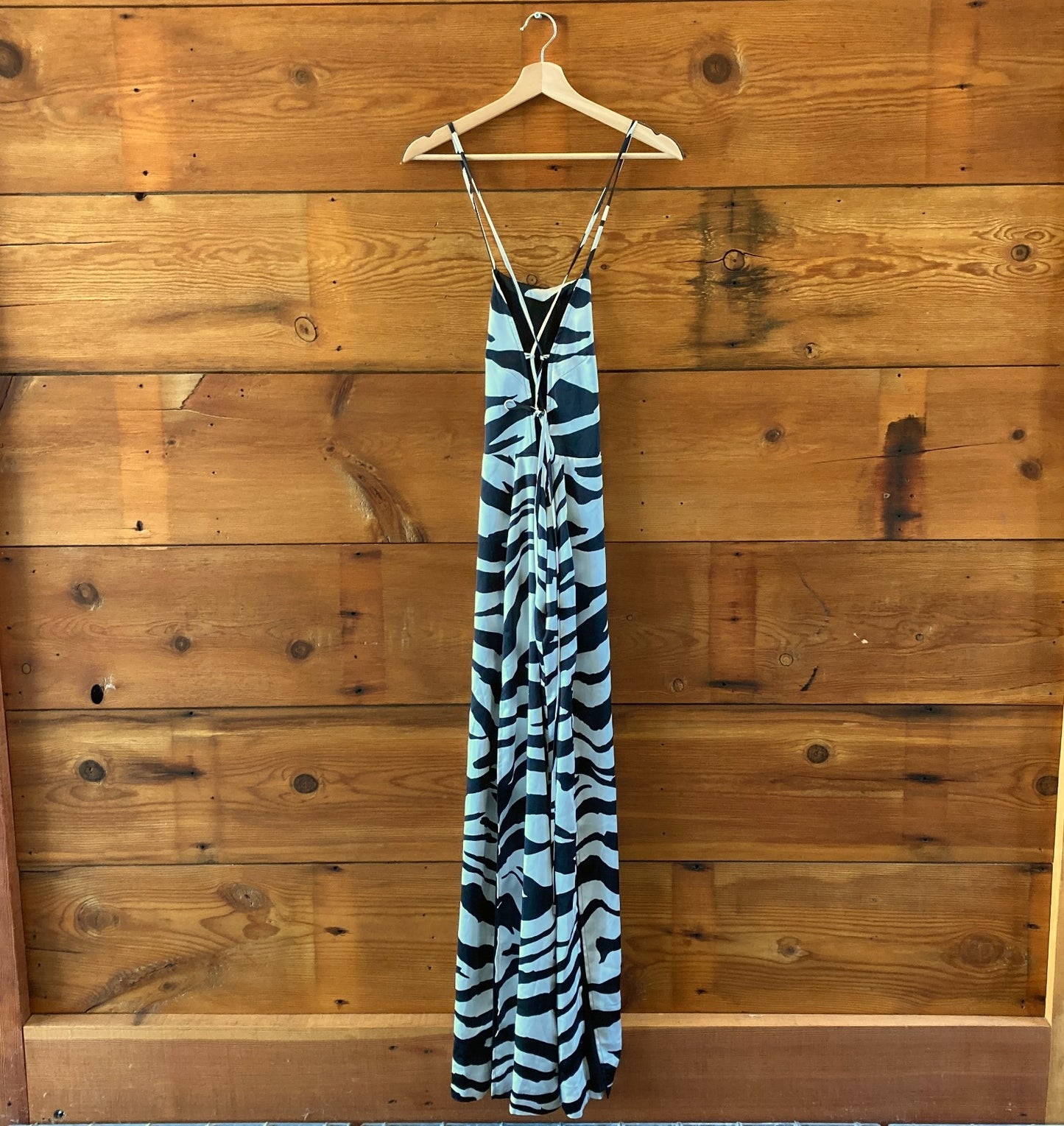 Free People $250 Black & White Abby Satin Zebra Dress - Size 0 - 0515CJ