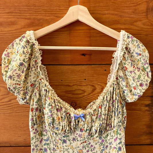 Reformation Floral Print Ondine Puff Sleeve Mini Dress - Size 10 - 1008JG
