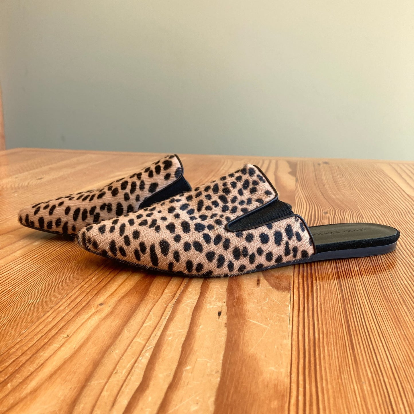 Jenni Kayne Leopard Pony Hair Pointed Toe Slides Shoes - Size 40 / 9.5 - 0706AV