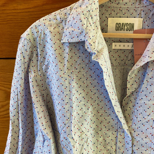 XL - Grayson $138 Anthropologie Blue Star Patterned Hero Shirt Top NEW 1122CT