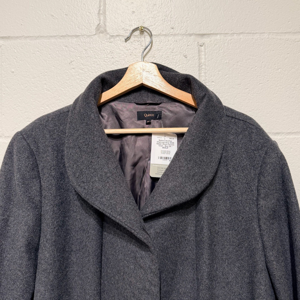 Quince Heather Charcoal Gray $328 Italian Wool Cocoon Coat - Size 2X - 0530JF