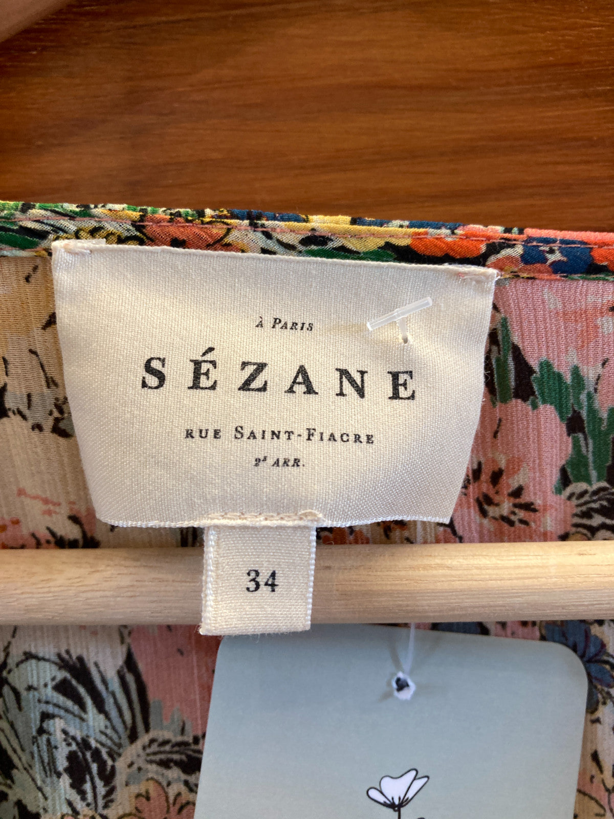 Sezane Floral Silky Long Sleeve Cinched Waist Dress - Size 34 / XS - 0416LB