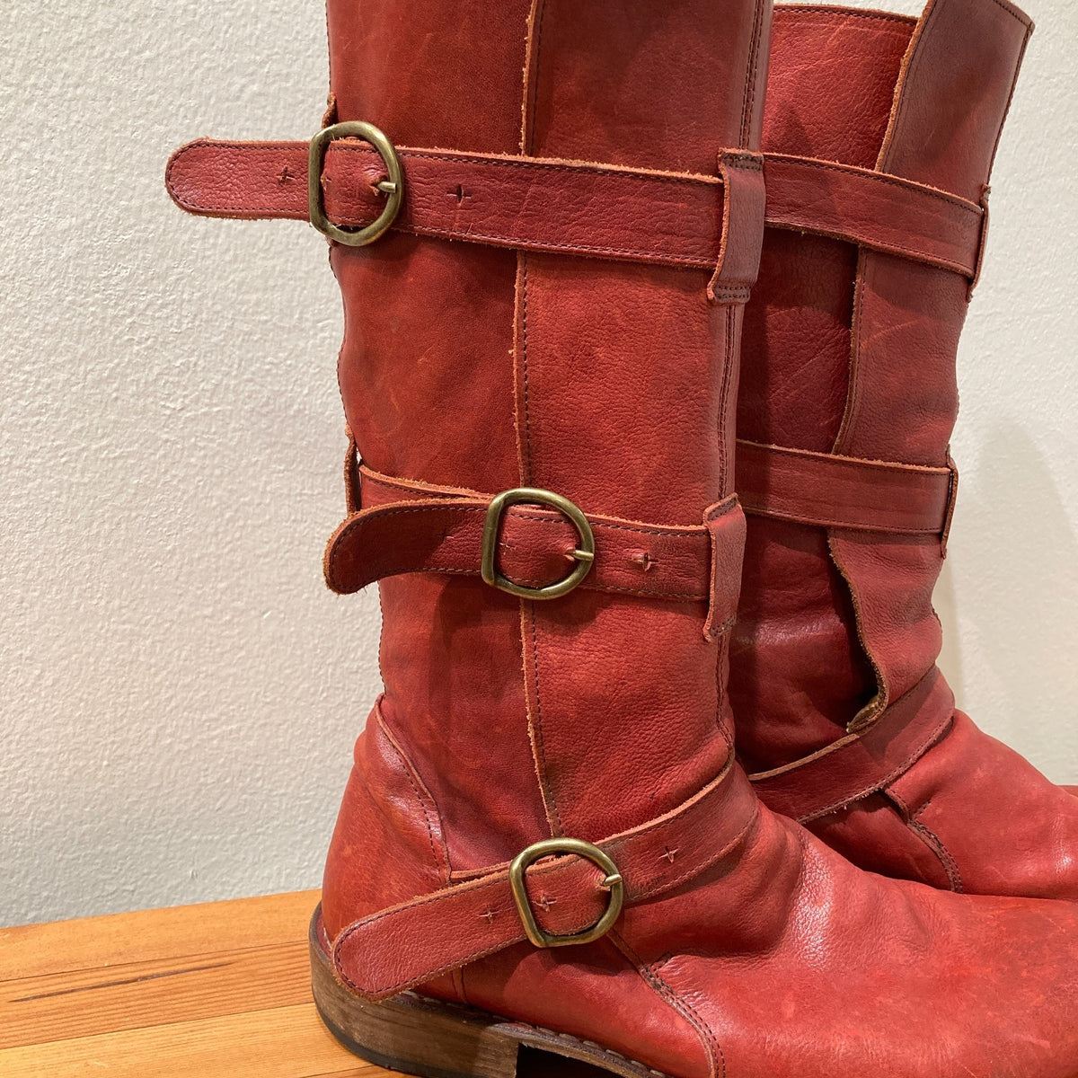 Fiorentini & Baker Red Leather 3 Buckle Eternity Boots - Size 41 / 11 - 0916KL